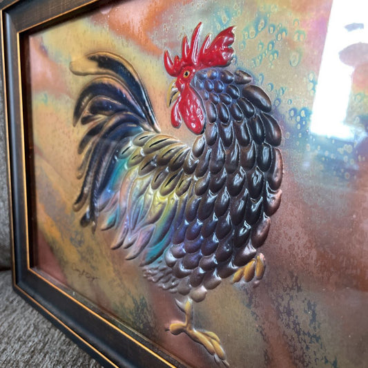 Repousse Chicken with Bright Red Comb Art
