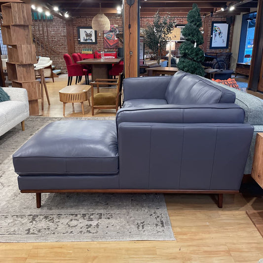 Karlstad Steel Leather RAF Chaise Sectional