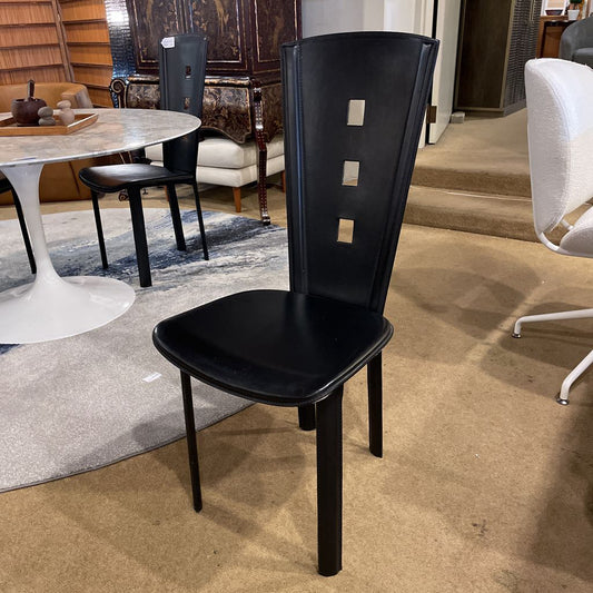 Black Contemporary High Back Dining Chairs w/ Square Cutouts SET of 4 C DINING CHAIRS