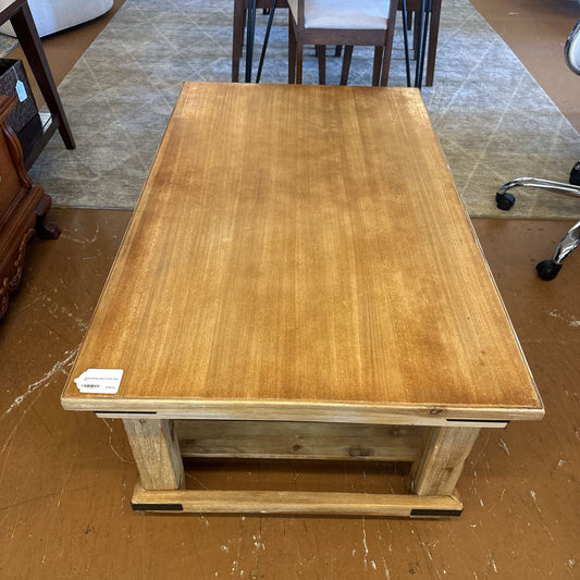 Rustic Slatted Wood Coffee Table