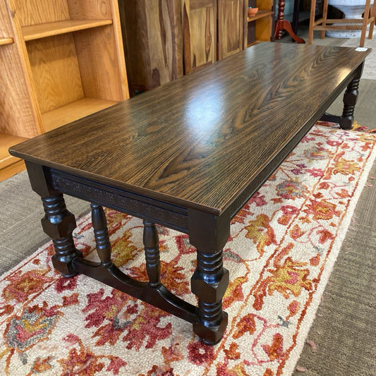 Vintage Carved Turned Dak Wood & Laminate Coffee Table