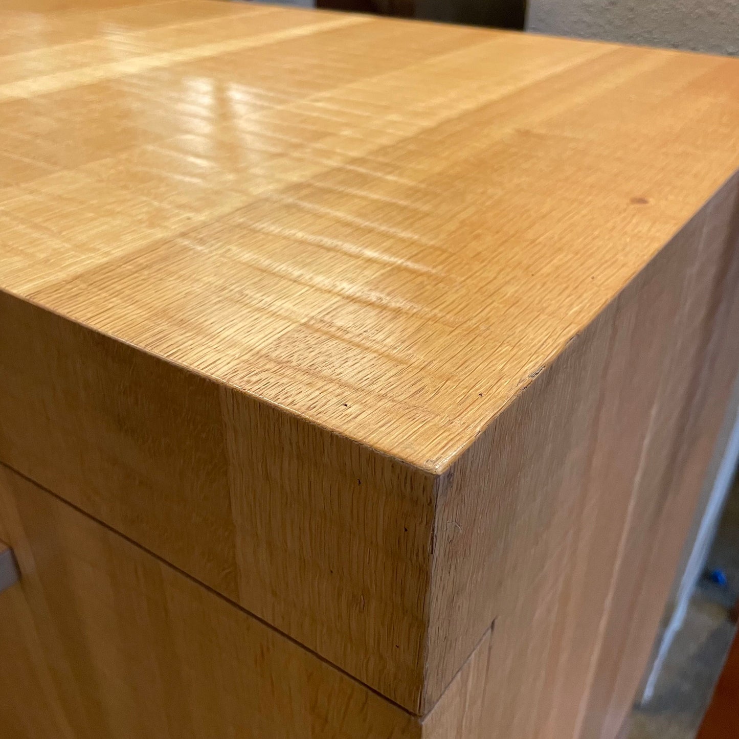 Large Textured Wood 2 Door 4 Drawer Credenza