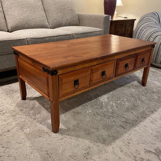 4 Drawer with Pull Rings Wooden Coffee Table C COFFEE TABLES