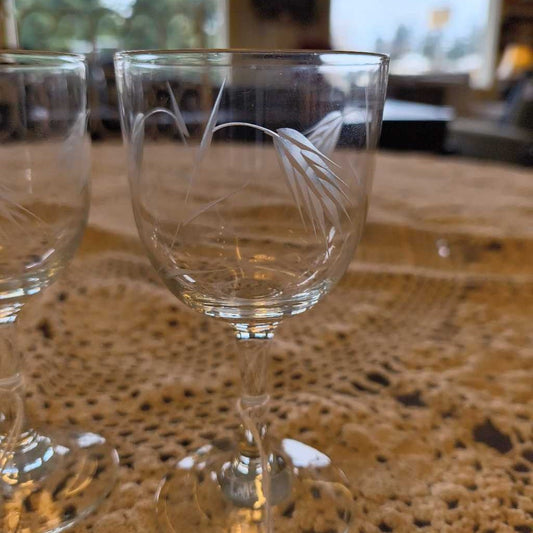 Small Etched Crystal Sherry Glasses (set of 6) SMALLS