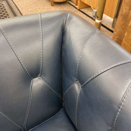 Midnight Tufted Leather Tuxedo Sofa