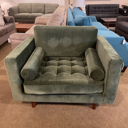 Moss Green Velvet Tufted Accent Chair