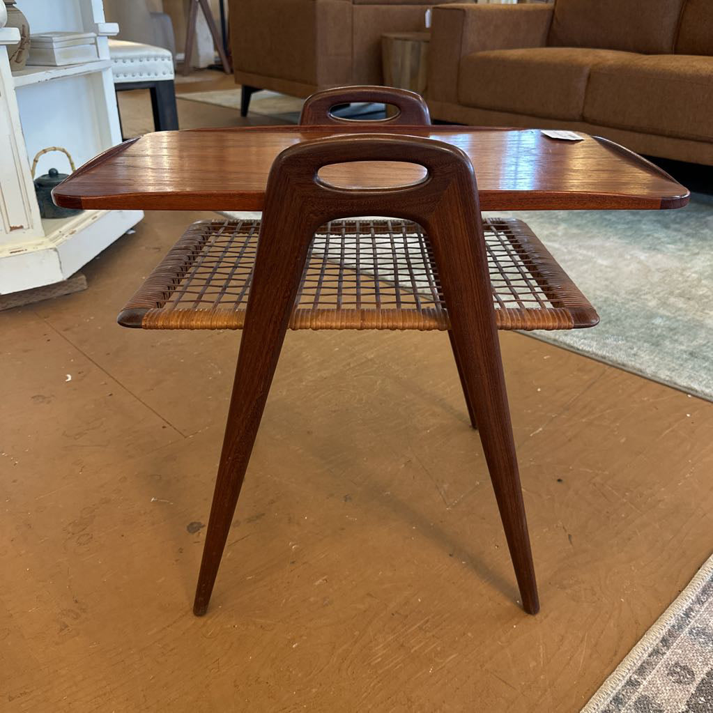 MC Danish Side Table W/Woven Shelf