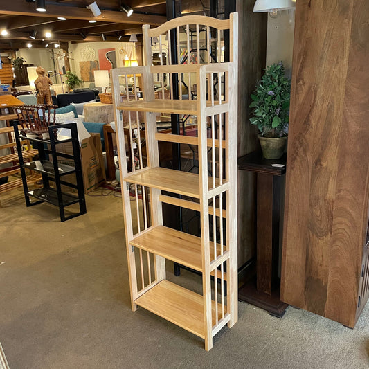 4 Tier Light Wood Slatted Bookshelf