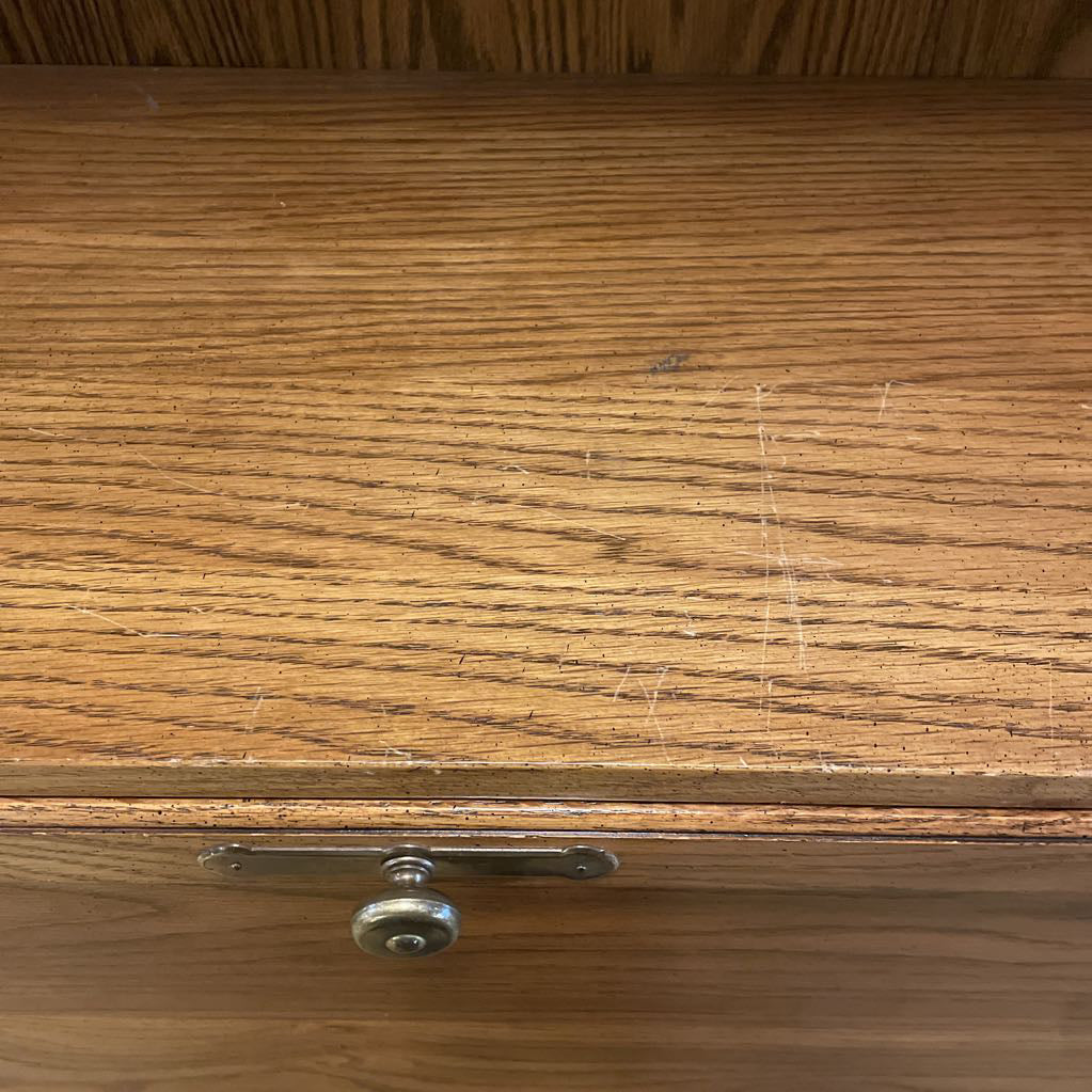 Oak 3 Drawer Tall Secretary Desk w/ Shelf & Pencil Sharpener