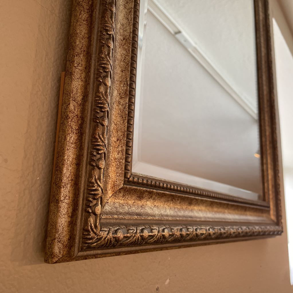 Rectangular Speckled Gold Frame Mirror
