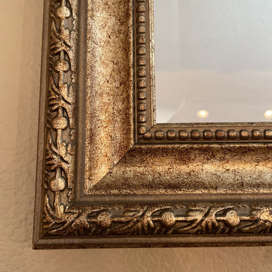 Rectangular Speckled Gold Frame Mirror