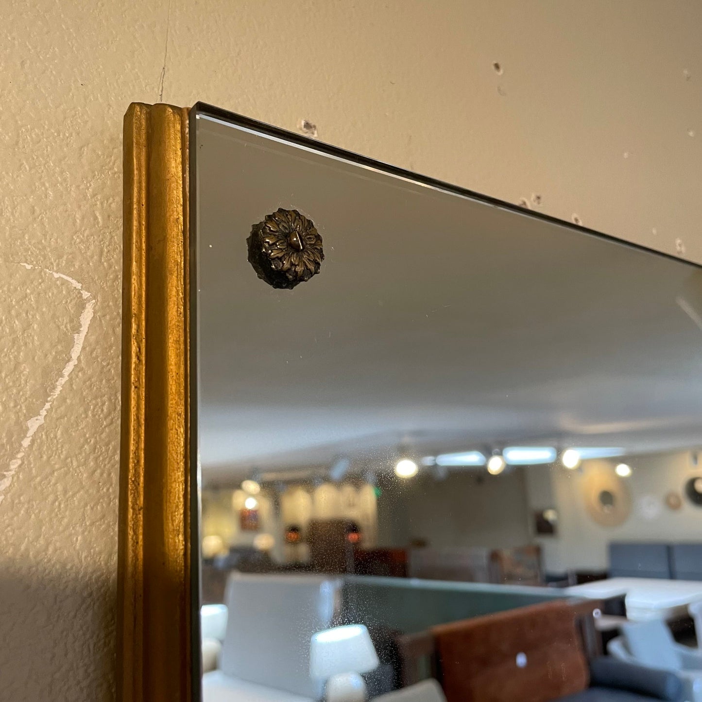 Oblong Mirror with Sheaf of Wheat Detail on Base