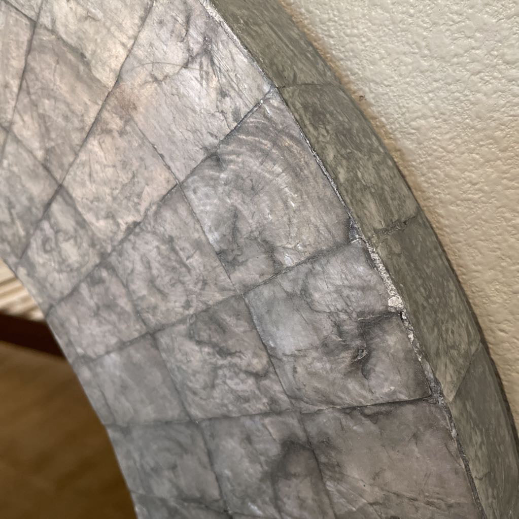 Silver Faux Stone Round Wall Mirror