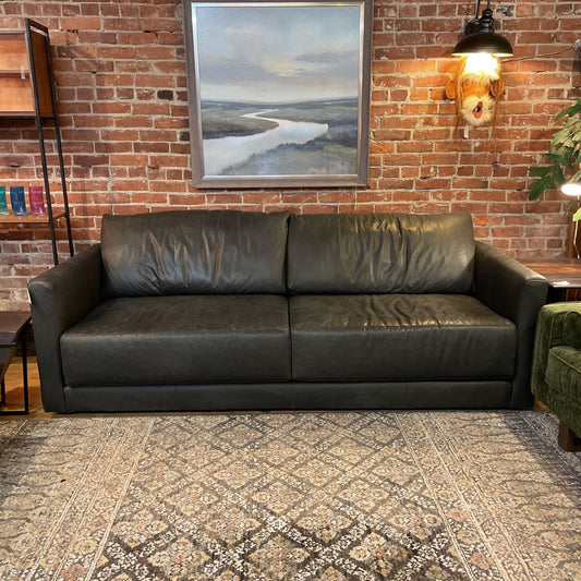 Crate & Barrel Black Shelter Arm Two Seat Sofa