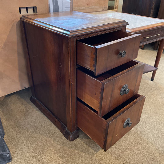 Vintage 3 Drawer Wood Nightstand