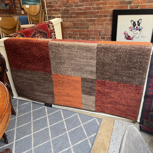 5x8 Red, Orange & Brown Square Rug RUGS