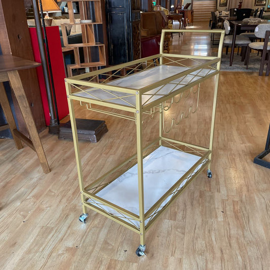 Faux Marble & Gold Cocktail Cart