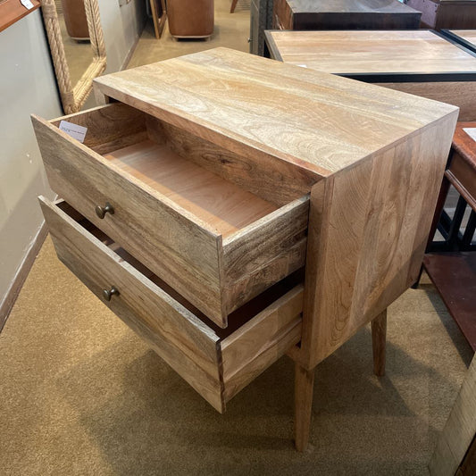 Rustic Wood 2 Drawer Nightstand w/ Outlet