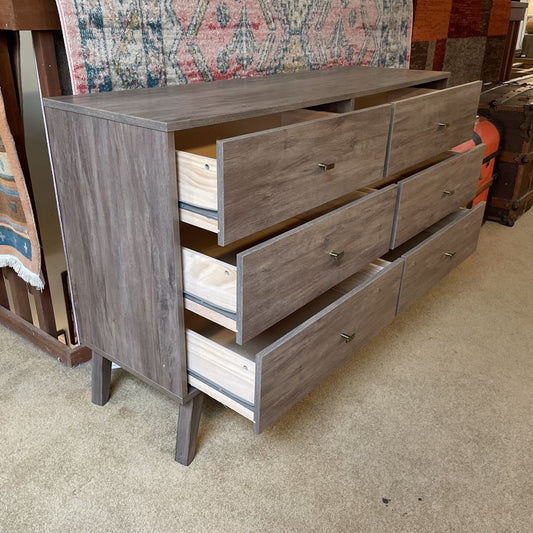 Grey 6 Drawer Lowboy