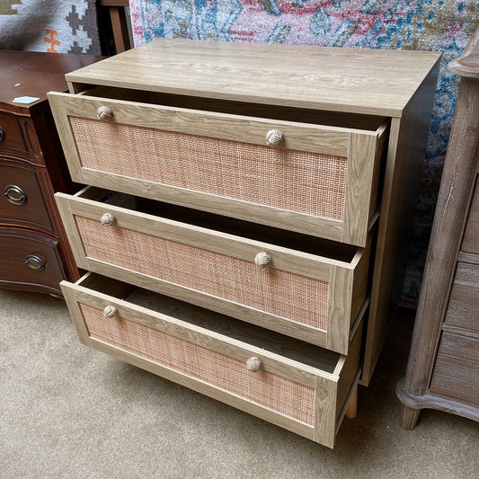 Cane Front 3 Drawer Dresser