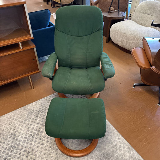 Emerald Green Microsuede Stressless W/ Ottoman