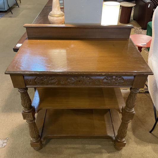 Antique Oak Carved Server w Drawer and Shelves C SIDEBOARDS