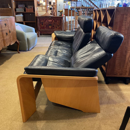 Ekornes Stressless Black Leather 3 Seat Reclining Sofa