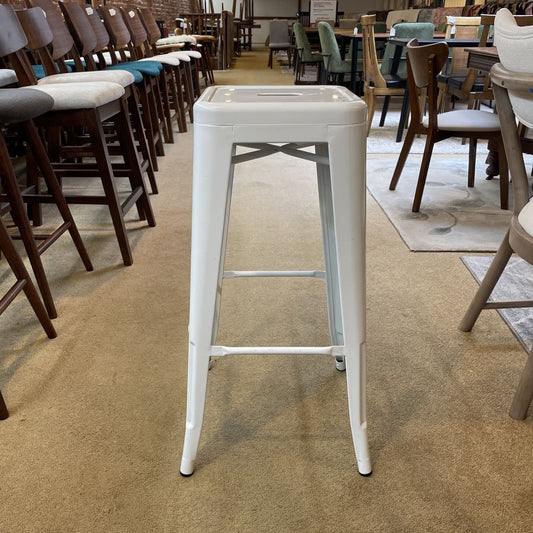 White Metal Square Seat Counter Stool C STOOLS