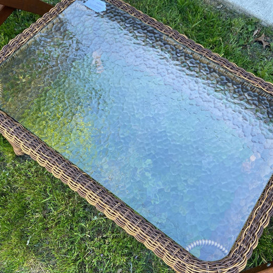 Synthetic Rattan Glass Top Coffee Table