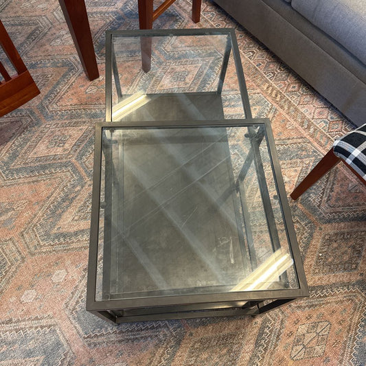 Glass And Steel Nesting Coffee Table