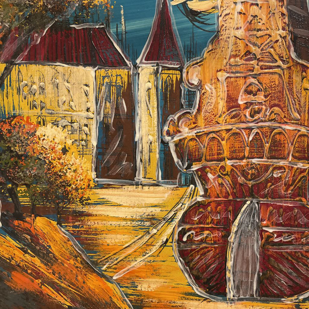MC Galleon & Castle Art in Rustic Wood Frame