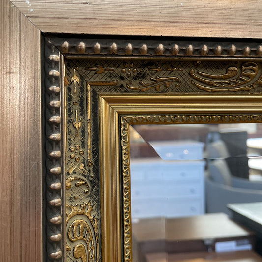 Large Rectangular Mirror with Fancy Matte Gold Frame C MIRRORS