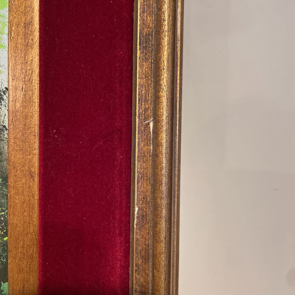 Lake Scene with Red Velvet Framing Art