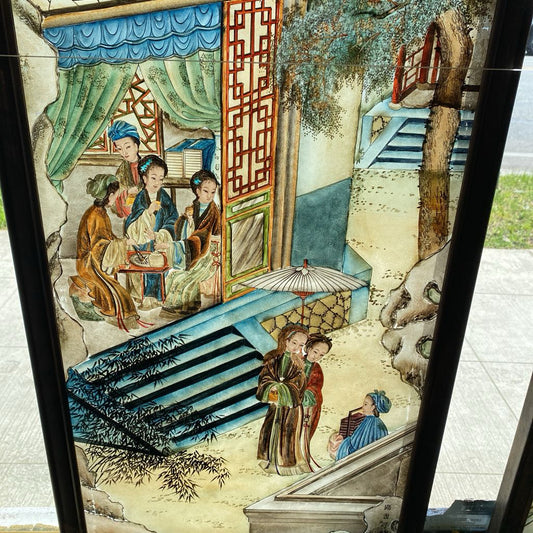 Reverse Painted Chinese Glass Panel 1 ART