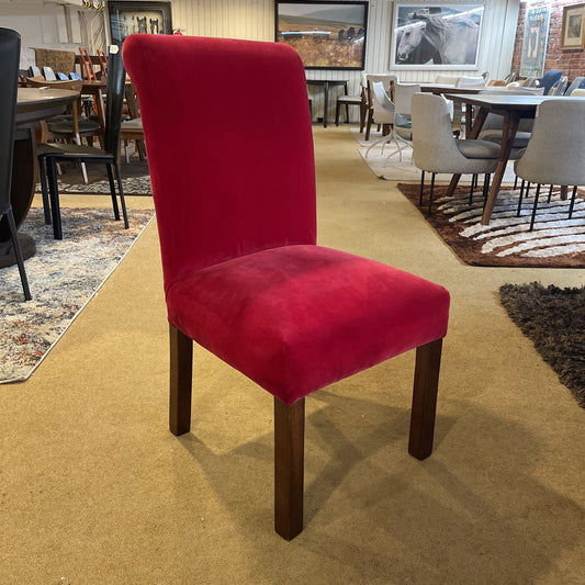 Red Velvet Rolled Arm Dining Chair SET of 2 C DINING CHAIRS