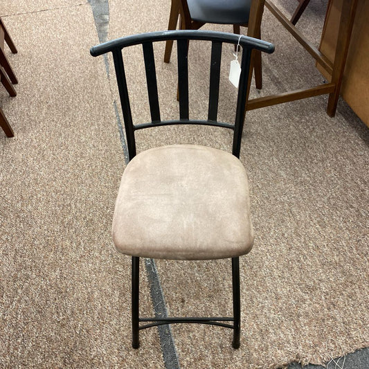 Metal Folding Taupe Seat Counter Stool (AS IS) C STOOLS