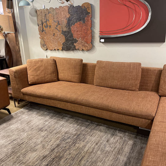 Dark Orange Sofa and Chaise AS IS