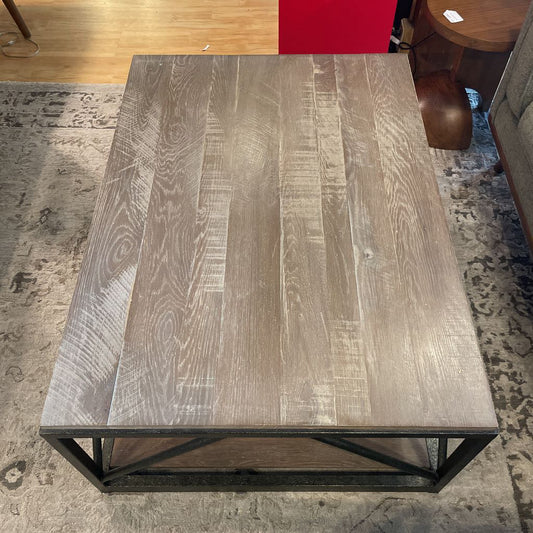 ETHAN ALLEN Industrial Metal + Wood Coffee Table C COFFEE TABLES