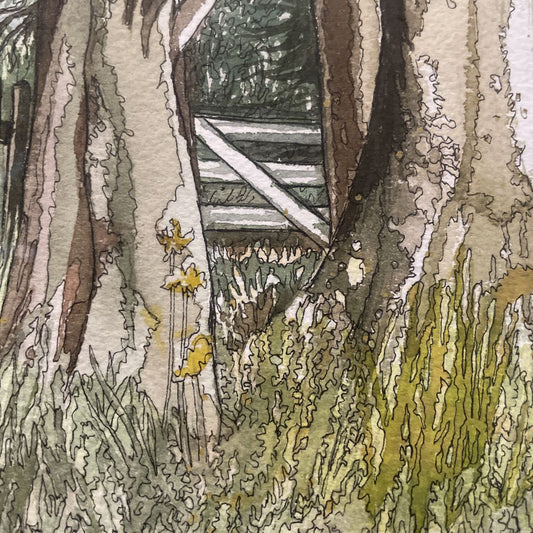 California Artist Trees by a Lane Framed Art ART