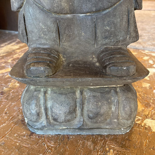 Chinese Black Stone Carved Standing Lohan Monk Statue UNIQUE FINDS