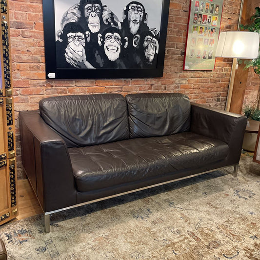 Italsofa Metal Frame Dark Leather Sofa U SOFAS