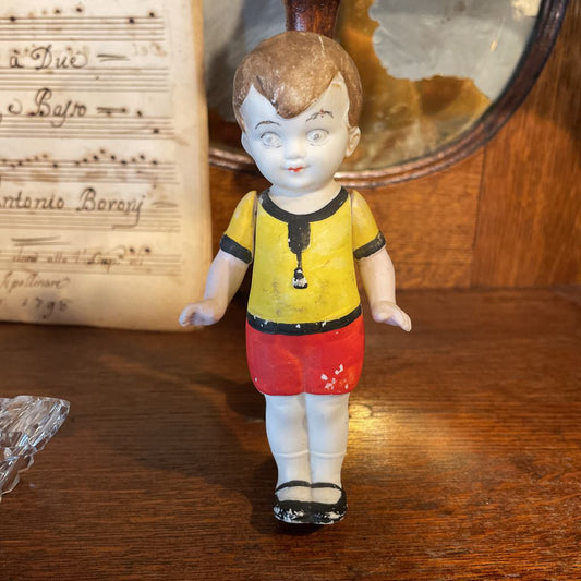 Vtg German Doll--Creepy Boy in Red Shorts UNIQUE FINDS