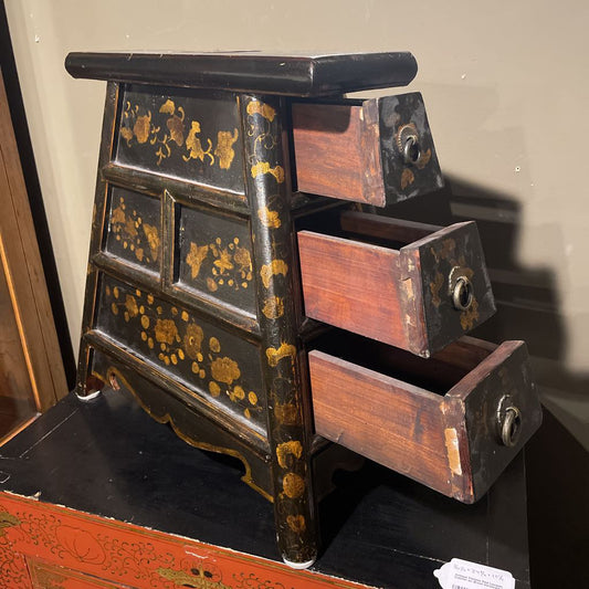 Antique Black and Gold Chinese Barber Stool UNIQUE FINDS