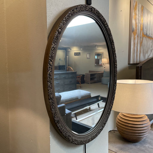 Vintage Oval Mirror with "Carved" Frame C MIRRORS
