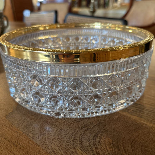 Gold Rim Pressed Glass Serving Dish SMALLS