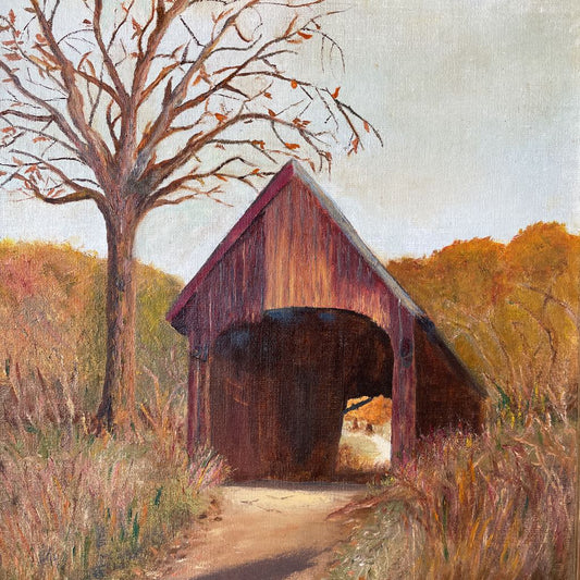 Covered Bridge in Autumn Art