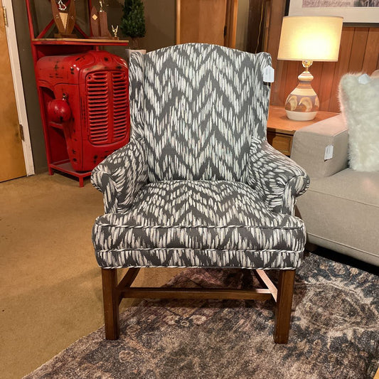 Grey + White Streaked Pattern Arm Chair U ACCENT CHAIRS