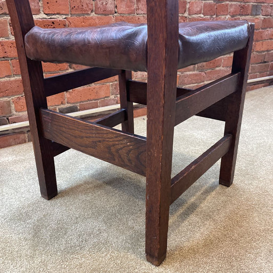 Ladder Back Vintage Leather Seat Chair C DINING CHAIRS