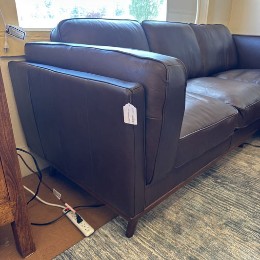 Karlstad Mocha Leather RAF Chaise Sectional U SECTIONALS RAF
