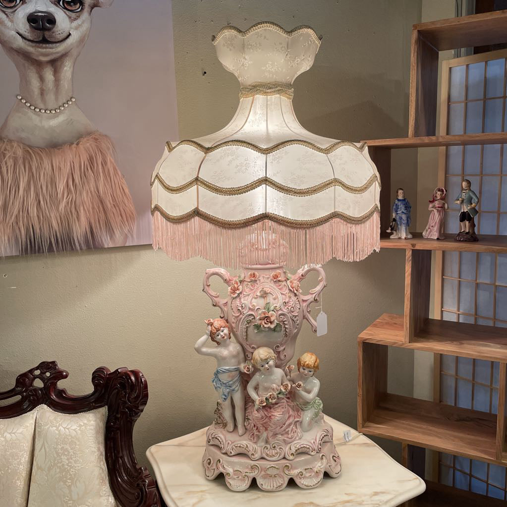 Italian Capodimonte Pink Cherub Table Lamp – Ballard Consignment